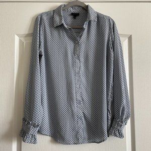 Who What Wear Womens Graphic Print Long Sleeve Button Down Oversize Shirt S/M